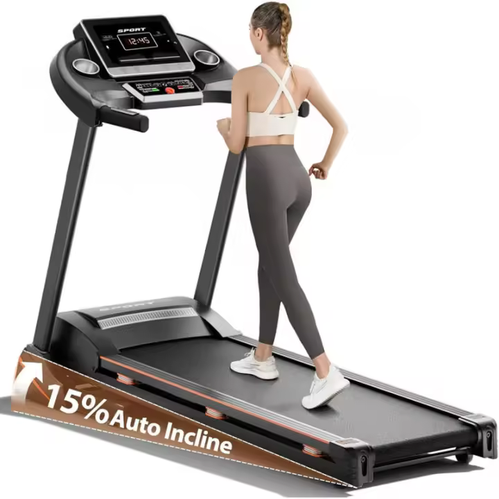 RENESTAR Home, 0-15% Inclinación automática, cintas de correr plegables de 3HP para correr y caminar, capacidad de peso de 300 libras, cinta de correr inclinada equipada - 1