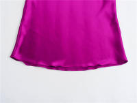 Primavera y verano nuevo estilo europeo y americano cuello redondo sin mangas seda satén textura cintura vestido mujer - details 6