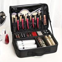 Estuche de cosméticos portátil de cuero PU, gran capacidad, bolsa de almacenamiento de maquillaje impermeable, caja de 1 unidad - details 2