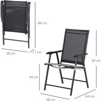 Conjunto de 2 Sillas Plegables para Exterior con Reposabrazos Sillas para Balcón Jardín Terraza Metal Texteline Carga 110kg 58x64x94 cm Gris - details 14