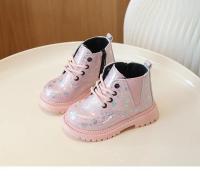 Kids Ankle Boots Fashion Versatile Girls' Patent Leather Short Boots with Love Sequins Children Princess Boots with Side Zipper - details 9