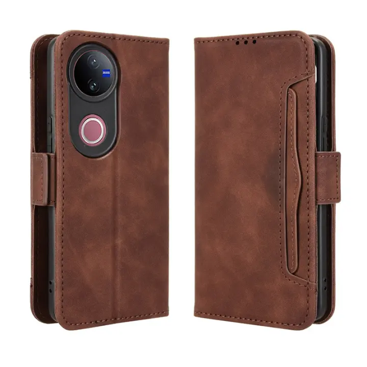Funda de cuero con tapa para Vivo V50, V50 Lite, billetera con ranuras para múltiples tarjetas, funda de cuero magnética de PU. - 1