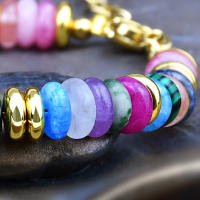 Pulsera de cuentas de piedras preciosas mezcladas de colores de piedra Natural, joyería hecha a mano para vacaciones de verano dulce y bonita para mujer bohemia - details 5