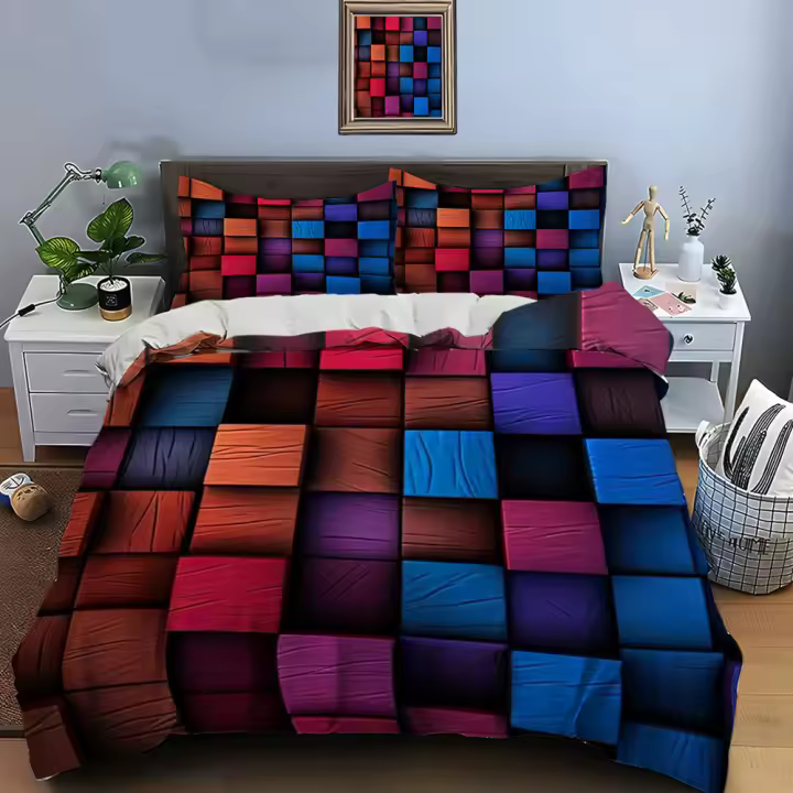 Juego de Ropa de Cama de Lujo Cubierta de Edredón de Panal 3D Fundas de Almohada - 1