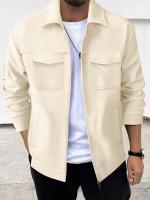 Otoño e Invierno nueva chaqueta casual de negocios para hombres tendencia moda color sólido solapa bolsillo cremallera gruesa top de manga larga - details 0