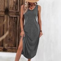 Vestido midi y largo de punto sin mangas con cuello en V y abertura para mujer, verano 2025 - details 1