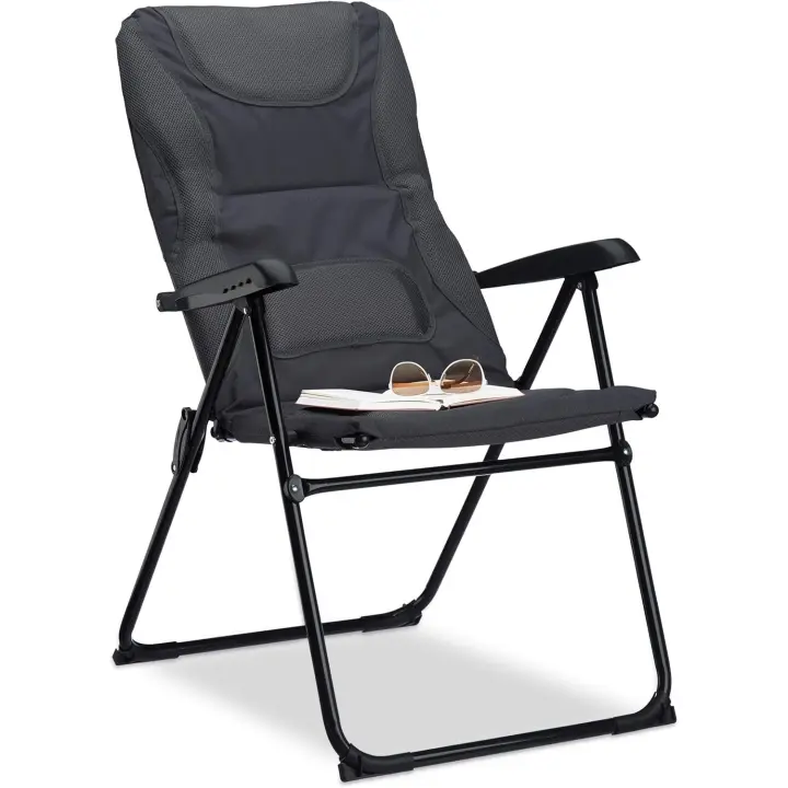 Ajustable, para Jardín, Pesca, Camping y Playa, Poliéster, 107 x 60 x 68 cm, Gris - 1