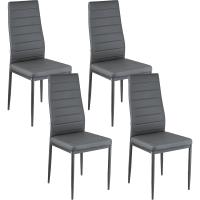 Sillas de Comedor de 4 Piezas Elegantes Resalto Alto, Asiento Ergonómico, Diseño con Costuras Decorativas Material de Piel Sintética, Estructura de Acero - details 0