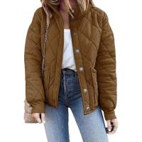 Chaqueta acolchada de manga larga para mujer, abrigo informal de primavera y otoño, Cuello de pie, con bolsillos - details 18