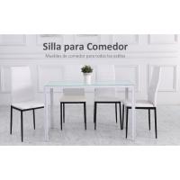 Set de 4 Sillas de Comedor Tapizadas en Lino y Patas de Metal