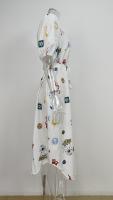 2025 primavera nueva ropa de mujer europea y americana moda suelta impresión solapa corbata burbuja manga camisa vestido 661 - details 7