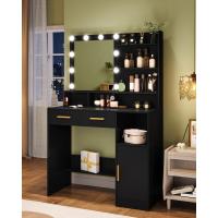 Mesa de Maquillaje con Espejo y LED Regulables Diseño de Cajón y Armario con 3 Escritorios y 4 Compartimentos Abiertos Blanco DT32503X - details 22