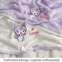 Toalla de baño de felpa Coral para niños de Anime Kuromi, combinación absorbente y sin pelo, envoltura de secado rápido para ducha de niña suave - details 4