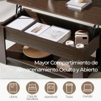 Mesa de Café Elevable y Extensible con Revistero 98x50x(41,8-56) cm Mueble para Sala de Estar y Comedor - details 6