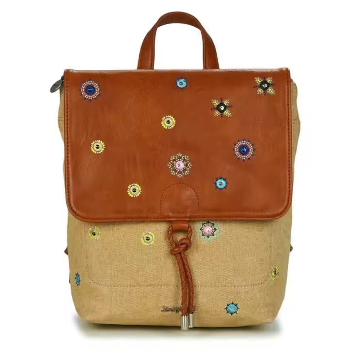 Bandolera Desigual, nueva moda mochila gran capacidad, señoras, mochila escolar ligera de viaje, bordado, cremallera - 1
