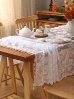 Colgante blanco de flor y pájaro Ense con borla en mantel, mesa de centro de sala de estar, mantel de mesa de boda - details 11