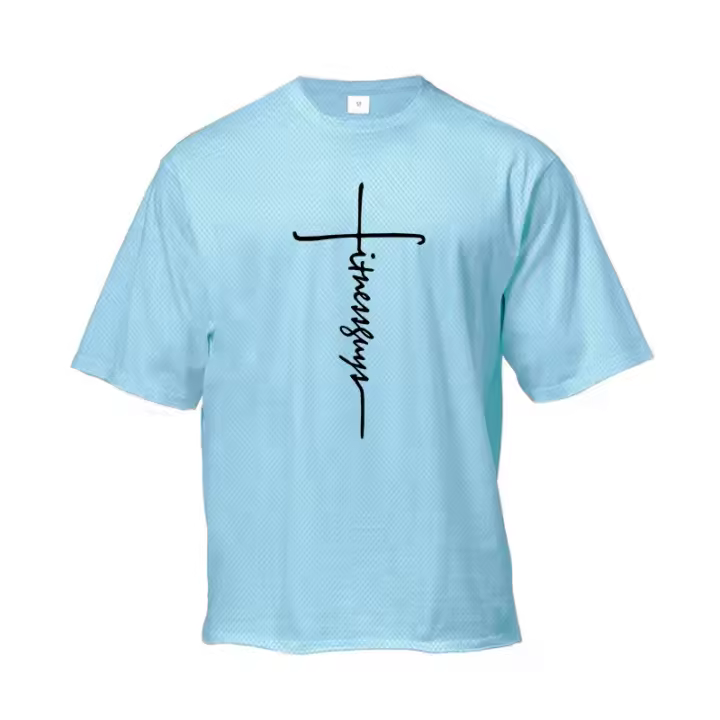 Mens Mesh Loose Oversized Fit Half Sleeve T-shirt with Dropped Shoulder Retro Fitness T Shirt Summer Gym Bodybuilding Tops Tees - 1