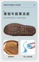 La primera capa de sandalias con cabeza de bolso de piel de vaca, nuevos zapatos de playa de verano de cuero genuino para hombres, suelas suaves, suelas de tendón de res y zapatillas geniales del padre para dos. - details 6