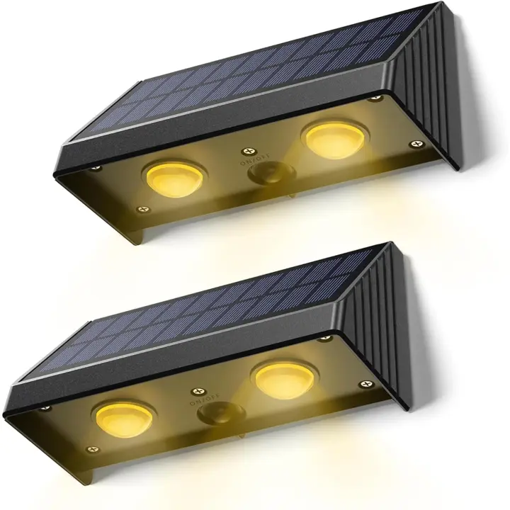 Luces alimentadas por energía Solar para exteriores, luces de pared de jardín impermeables, 5 modos led, luces decorativas para valla, pared, Patio, escalera, 2 paquetes - 1
