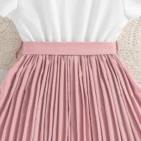 Falda Plisada de Khaki para Niñas Mangas de Pétalo Blanco Estilo Preppy para Cumpleaños - details 14