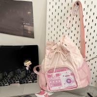 Mochila transparente de nailon con cordón, mochila informal con insignia dulce, mochila Ita, mochila escolar ligera Harajuku Y2k para senderismo - details 2