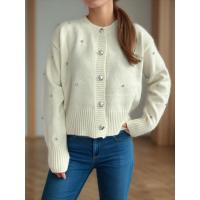 Estilo coreano elegante para mujer, corte holgado, cuello redondo, tejido, moda primavera otoño - details 1