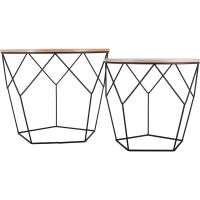 Juego de 2 Mesas Auxiliares Mesa de Centro con Función de Cesta Mesa de Sala Mesa de Metal - details 50