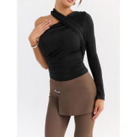Venta de camiseta básica de manga larga Off-ulder, nueva camiseta Sexy con cuello Halter, moda para mujer, chica caliente - details 11