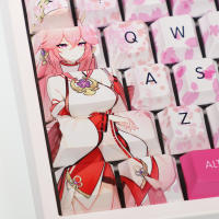 108 teclas genshin Impact Yae Miko keyhat Cherry profile Game Character Animation keyhat PBT Dye sublimación de keyhat mecánico de teclado - details 2