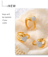 Anillo de Mujer Dorado de Diamante de Agua de lujo 316L Anillo Abierto de Maple inoxidable Joyas impermeables - details 7