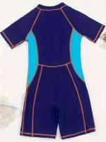 Traje de baño de una pieza con cremallera frontal y bloques de color para niños, para surf, natación y buceo - details 2