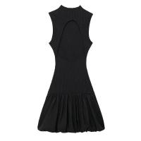 OUWU-Mini vestido de fiesta liso para mujer, Jersey sin mangas con cuello redondo y espalda descubierta, elegante, primavera y verano, 2024 - details 3