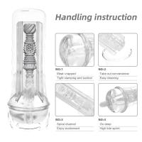 Masturbador masculino Leten de silicona suave, vagina, bomba transparente de bolsillo, copa de masturbación, juguetes sexuales para hombres - details 5