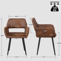 2 Sillas Comedor Vintage Retro Sillón Tapizado en Gamuza con Reposabrazos Patas Metálicas para Cocina Salón - details 4