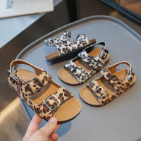 Sandalias de Moda para Niños y Niñas Zapatos de Playa con Estampado de Leopardo Punta Abierta - details 1