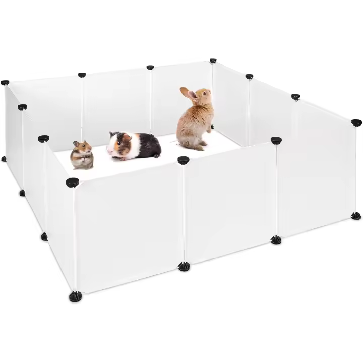 Relaxdays Parque Mascotas Ampliable para Conejos, Corderos y Cachorros, Metal y Plástico, Blanco, 47 x 110 x 110 cm - 1