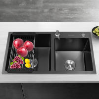 Conjunto de Grifo de Cocina de Acero Inoxidable 304 Doble Lavabo, Tabla de Drenaje, Partes de Plomería - details 1