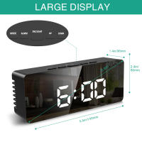 ORIA-reloj despertador Digital con espejo, dispositivo electrónico de mesa alimentado por USB y batería, modo nocturno, 12/24H - details 4