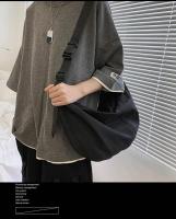 Bolso de hombro con cremallera de viaje impermeable de nailon estilo japonés Harajuku Unisex de gran capacidad de Color sólido para hombre - details 1
