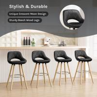 Juego de Taburetes de Cocina Alto 2 Piezas con Resalto y Reposapiés Altos para Bistro, Cafetería y Cocina Funda de Piel Sintética y Patas de Madera Blanco - details 31