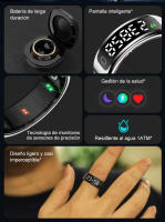 Anillo Inteligente SANLEPUS para Hombres y Mujeres con pantalla, rastrea pasos, frecuencia cardíaca, calorías, sueño y estrés las 24 horas, los 7 días de la semana, con Estuche de carga, QRing aplicación para Apple Xiaomi - details 1