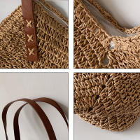 Bolso de mano de paja de gran capacidad para Mujer, Bolso de hombre, informal, de viaje, de mimbre, para Playa y Verano - details 18