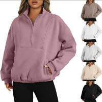 Otoño Invierno nueva moda sudadera Casual mujer bolsillo pulóver cuello alto manga larga Top - details 1