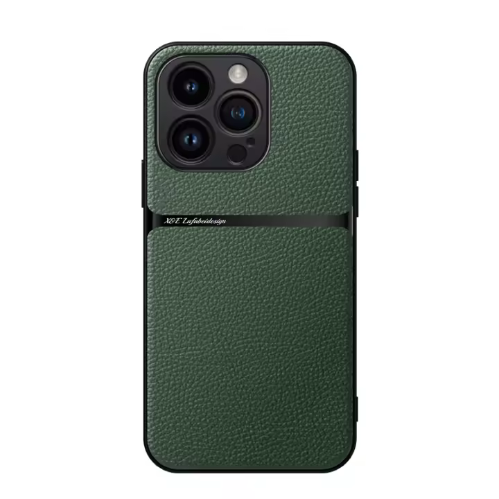 Funda de Cuero de Lujo para iPhone 15 14 Plus 13 12 11 Pro Xs Max XR X: Protección Completa Cubierta Trasera Silicona Magnética Resistente a Arañazos Compatible con Smartphones Hecha en China - 1