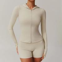 Conjunto de chaqueta deportiva para mujer con cremallera de manga larga y top de fitness para ropa deportiva, chaqueta de yoga con orificios para los pulgares para exteriores y gimnasio - details 4