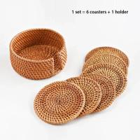 Cama de ratán hecha a mano de estilo japonés, juego de mesa de té de 6 piezas para decoración de escritorio I - details 0