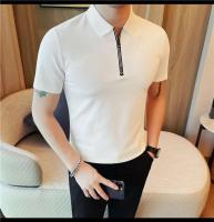 Polo de manga corta bordado de malla transpirable de verano para hombre, camiseta informal de negocios con solapa y media cremallera, - details 8