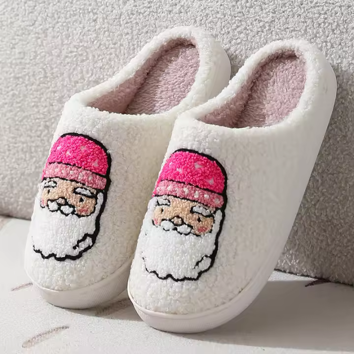 Nuevo hogar lindo de dibujos animados de Papá Noel zapatillas de algodón térmicas para interiores - 1