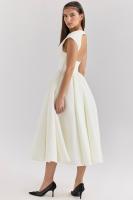 Vestido de noche elegante para mujer con escote en la espalda - Vestido largo sin mangas con pliegues para fiesta, graduación, vacaciones - details 11