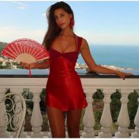 Mini Vestido de Satén con Detalles de Parche Vestido Corto Elegante para Noches, Vestido de Playa y Vacaciones para Mujeres - details 12